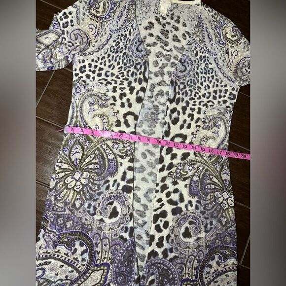 Chico’s Animal Paisley Ashton linen/cotton Cardigan sz 1 (medium) - Picture 10 of 12